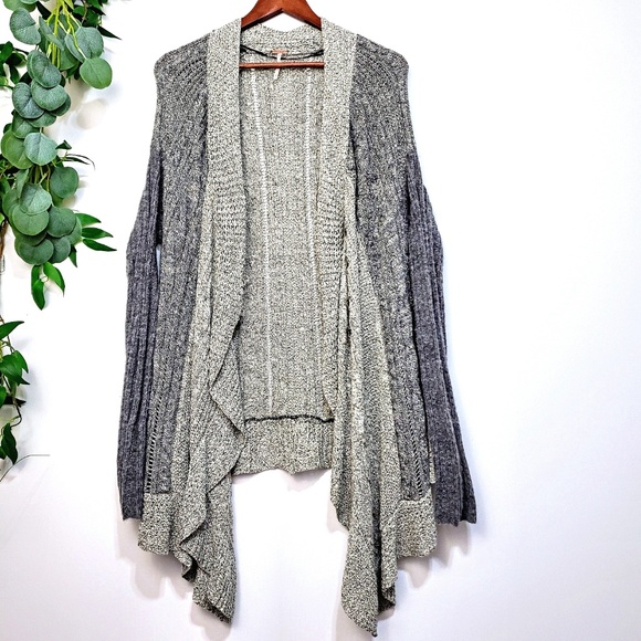 Free People Sweaters - Free People Gray  Asymmetrical Knit Cardigan